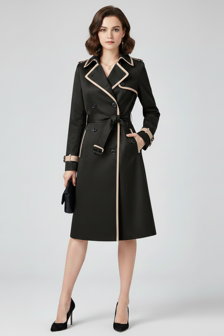 Trench-coat texturé pour femme, avec ceinture