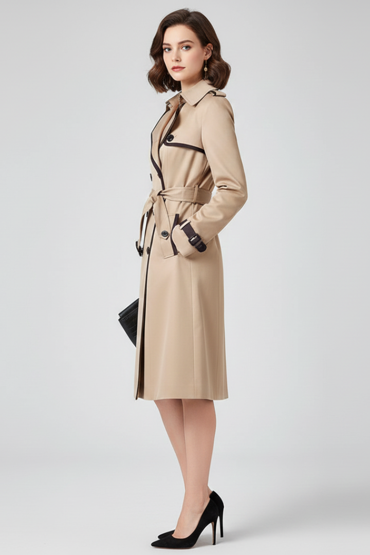 Trench-coat texturé pour femme, avec ceinture