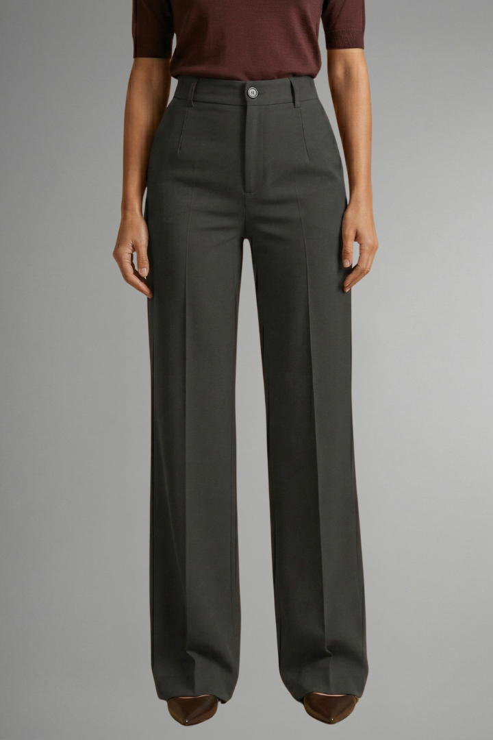 Women's High Waist Straight Leg Trousers Structured Elegant