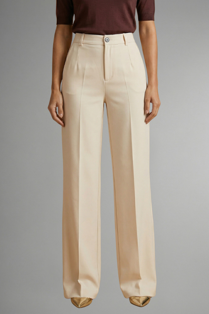 Women's High Waist Straight Leg Trousers Structured Elegant