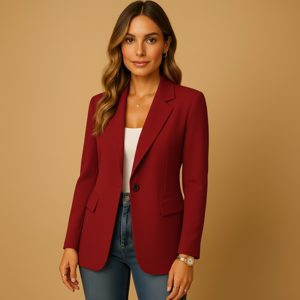 Women's Tailored Blazer Notch Lapel Single-Button Fitted