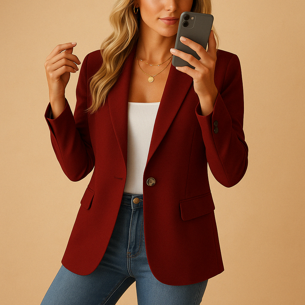 Women's Tailored Blazer Notch Lapel Single-Button Fitted