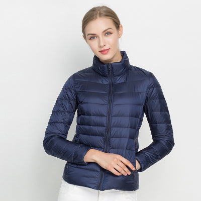 Women's Quilted Puffer Jacket with Stand Collar