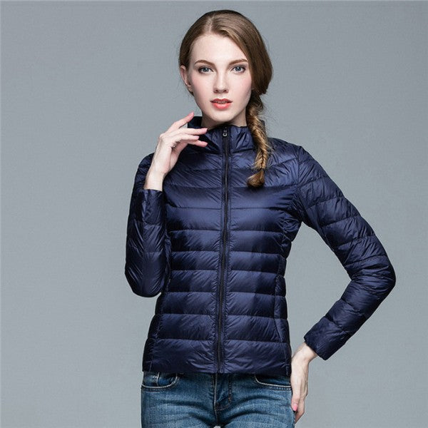 Women's Quilted Puffer Jacket with Stand Collar