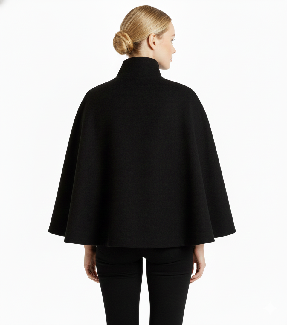 Women's Wool-Blend Coat High Neck Removable Belt