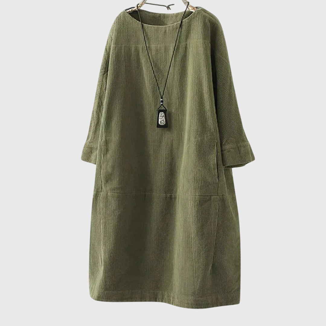 Annie | Relaxed Corduroy Midi Dress