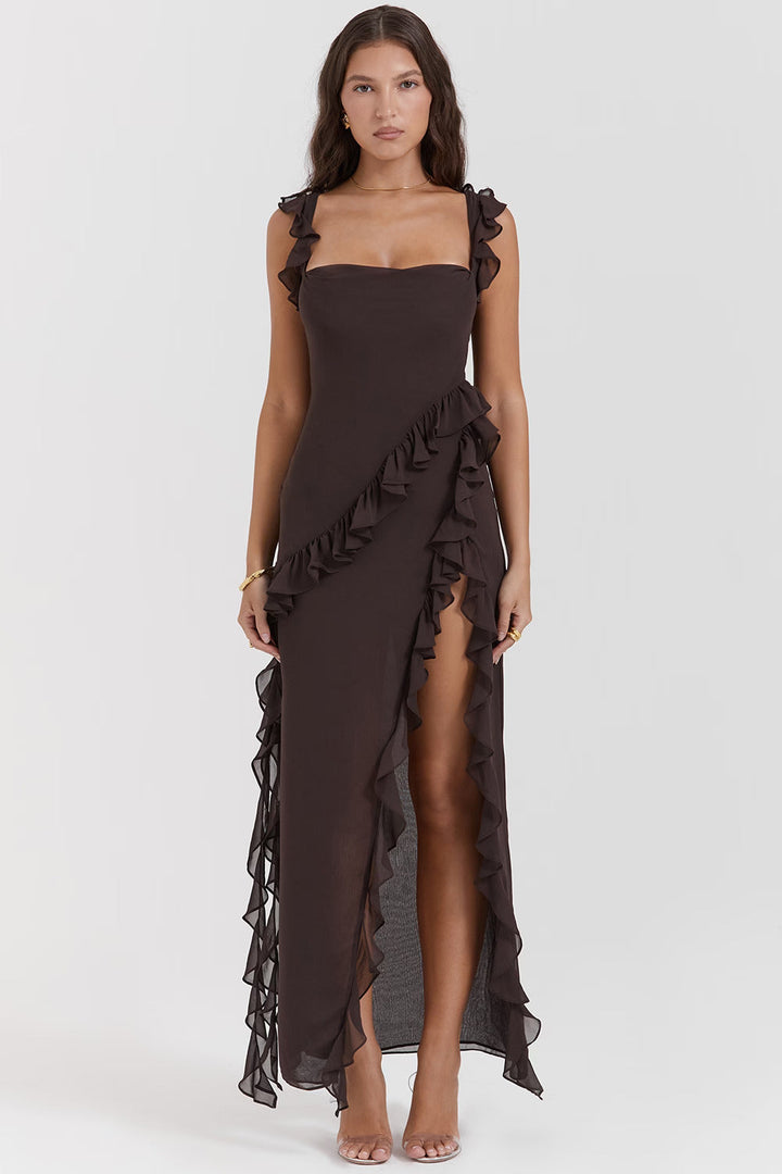 Huntley Asymmetric Ruffle Gown