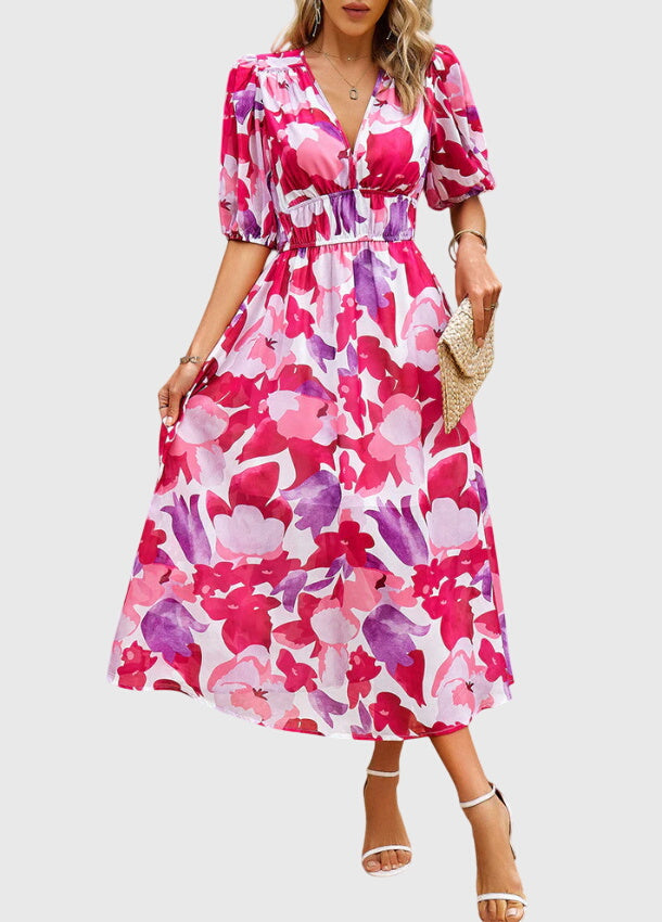 Lily | Flattering Floral Midi Dress