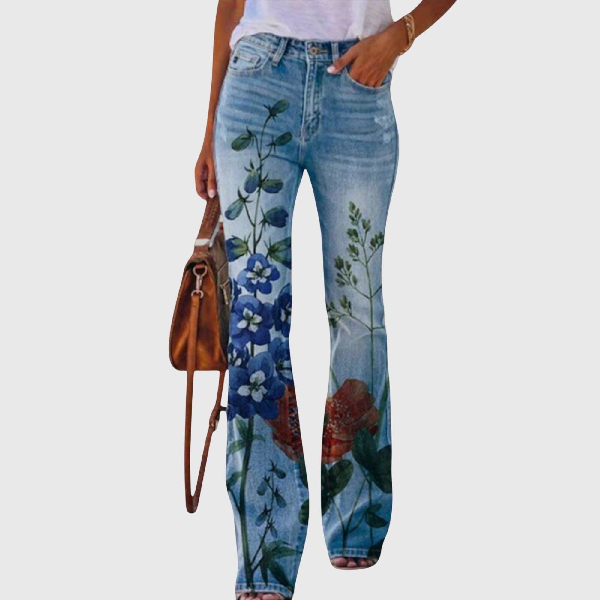 Pantalones de pierna ancha para mujer con estampado floral