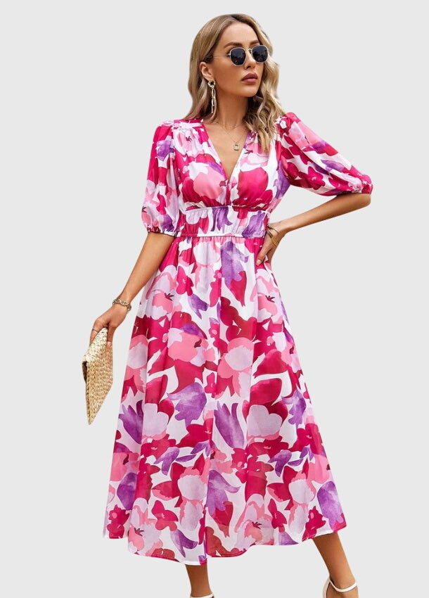 Lily | Flattering Floral Midi Dress