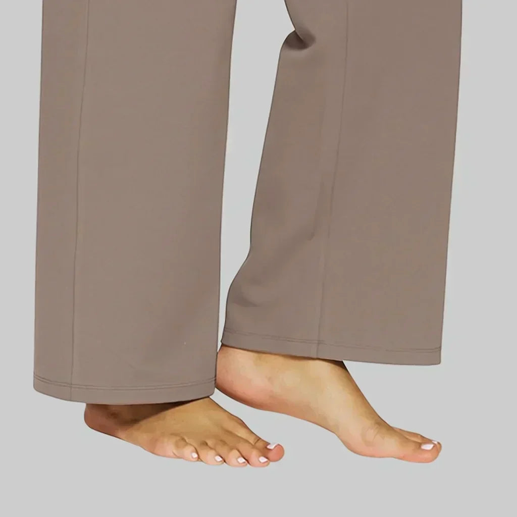 Women's Straight-Leg Trousers Soft Jersey Elastic Waist