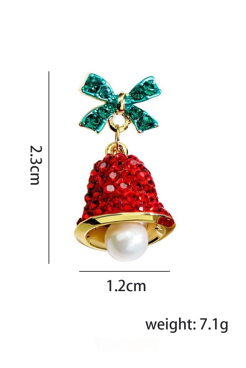 Christmas Bowknot Jingle Bell Drop Earrings