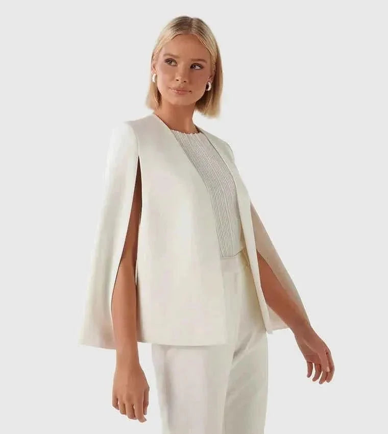 Women's Cape Blazer Open Front Slit Sleeves Draped