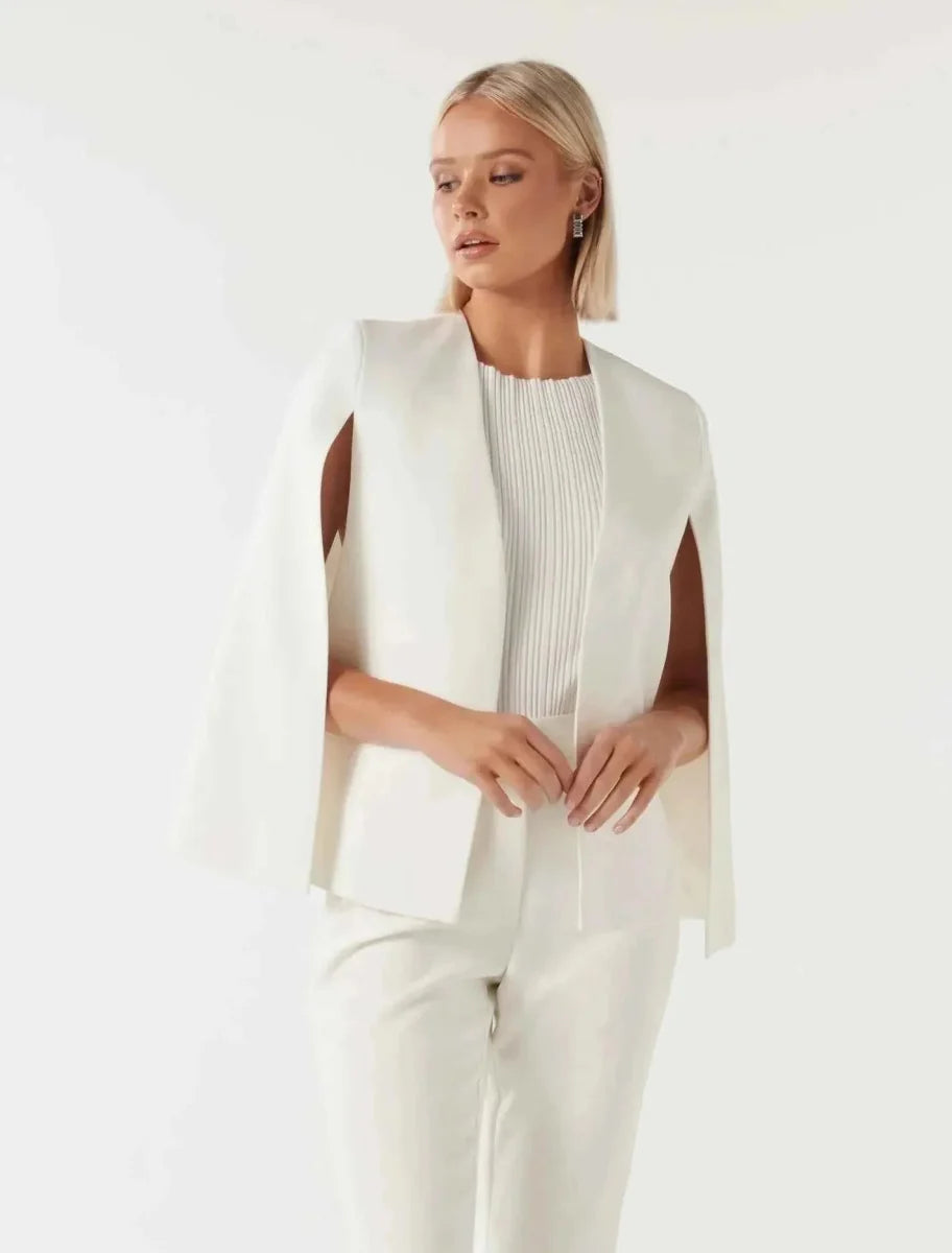 Women's Cape Blazer Open Front Slit Sleeves Draped