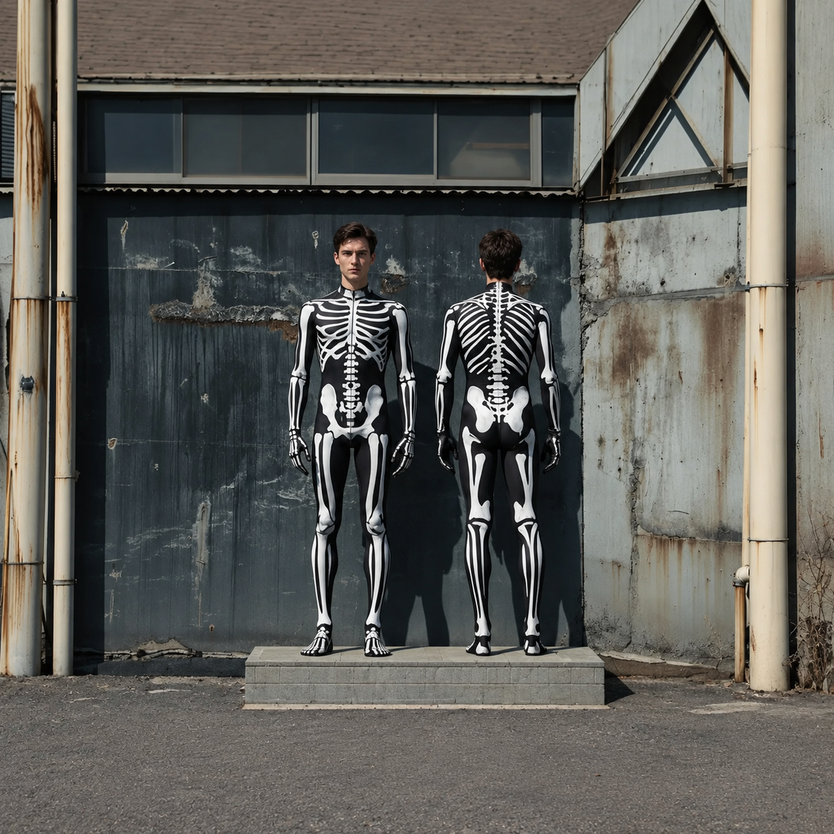 Steampunk Skeleton Costume Jumpsuit & Mask Unisex Halloween