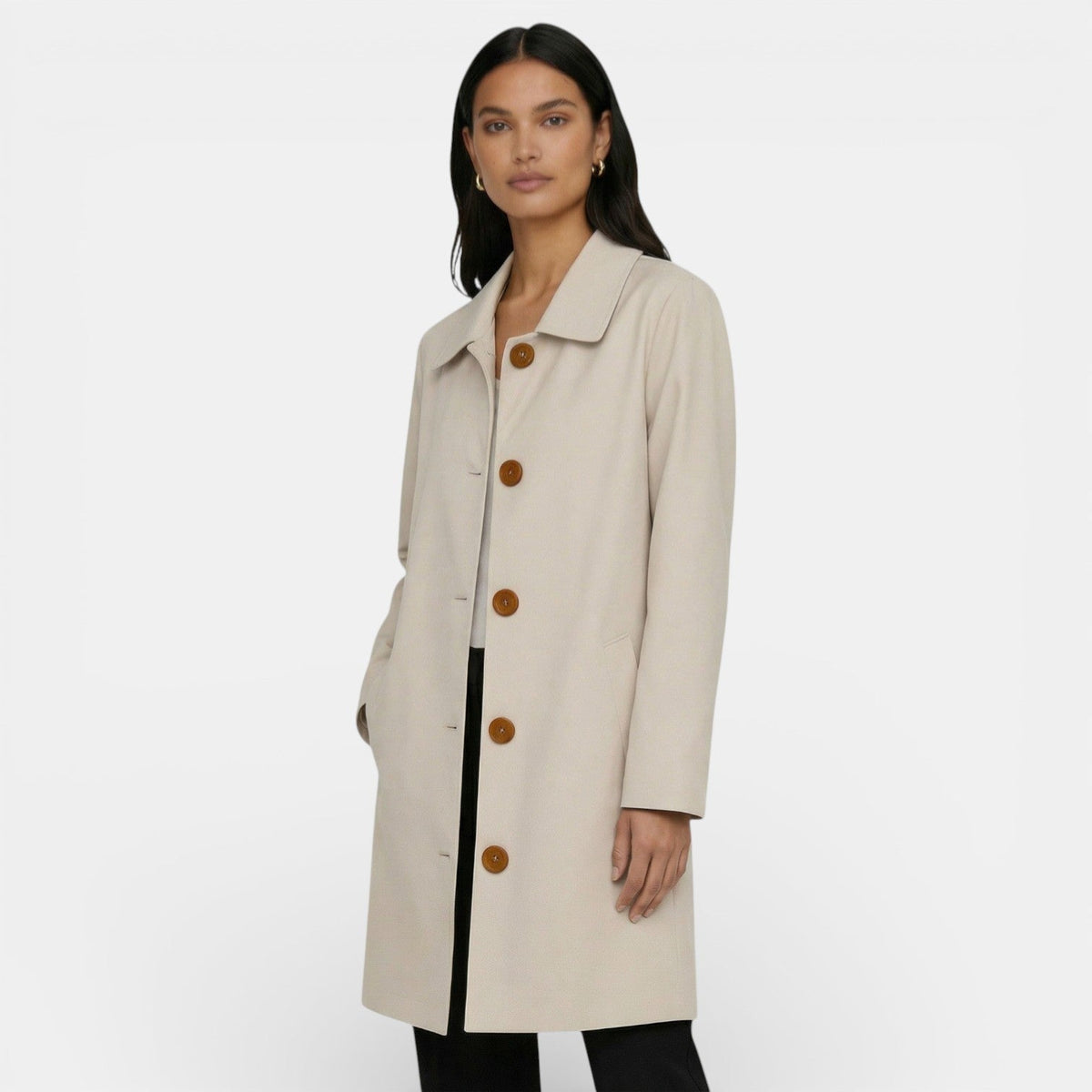Women's Midi Trench Coat Lightweight Elegant Transition