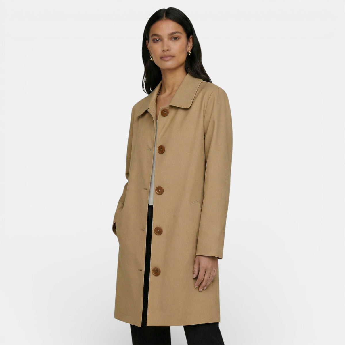 Women's Midi Trench Coat Lightweight Elegant Transition