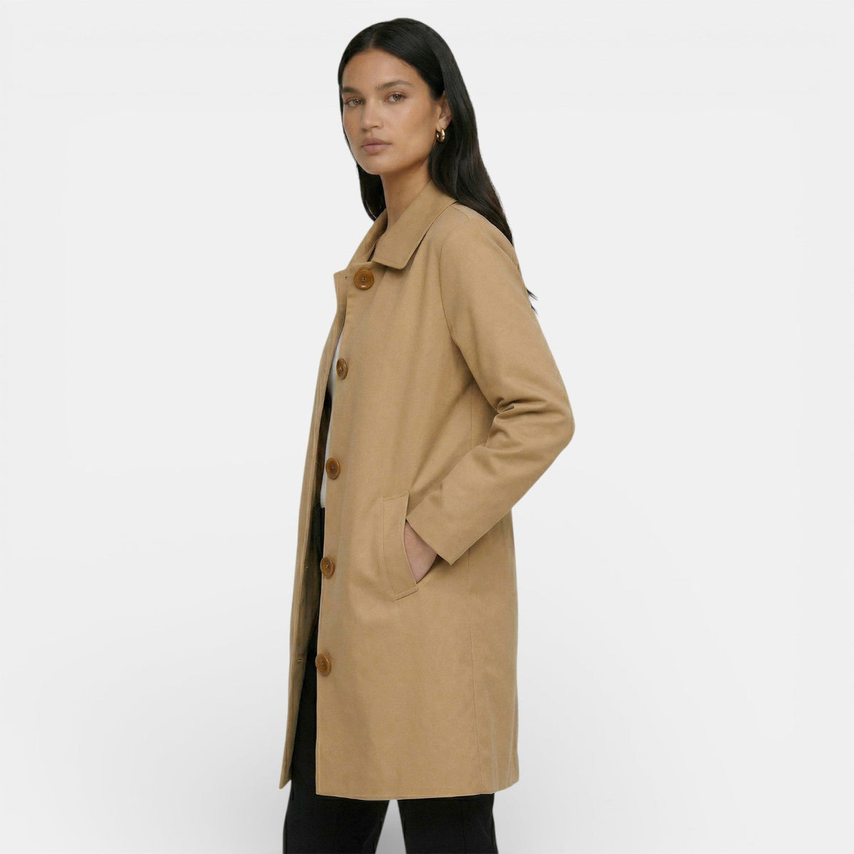 Women's Midi Trench Coat Lightweight Elegant Transition