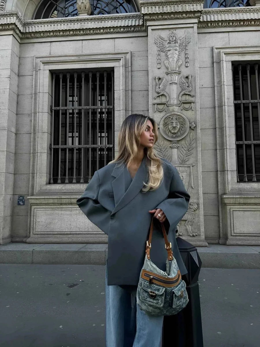 Women's Oversized Blazer Lapel Collar Relaxed Cut