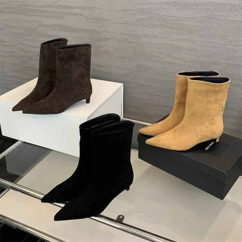 Women's Ankle Boots Slim Line Block Heel