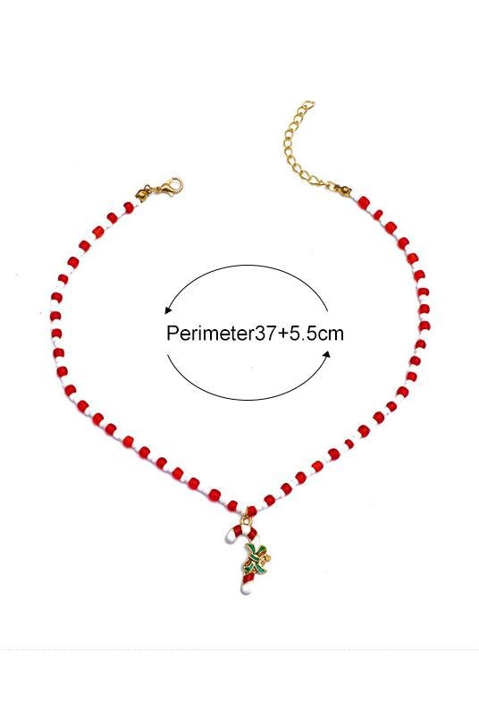 Enamelled Candy Cane Beaded Necklace