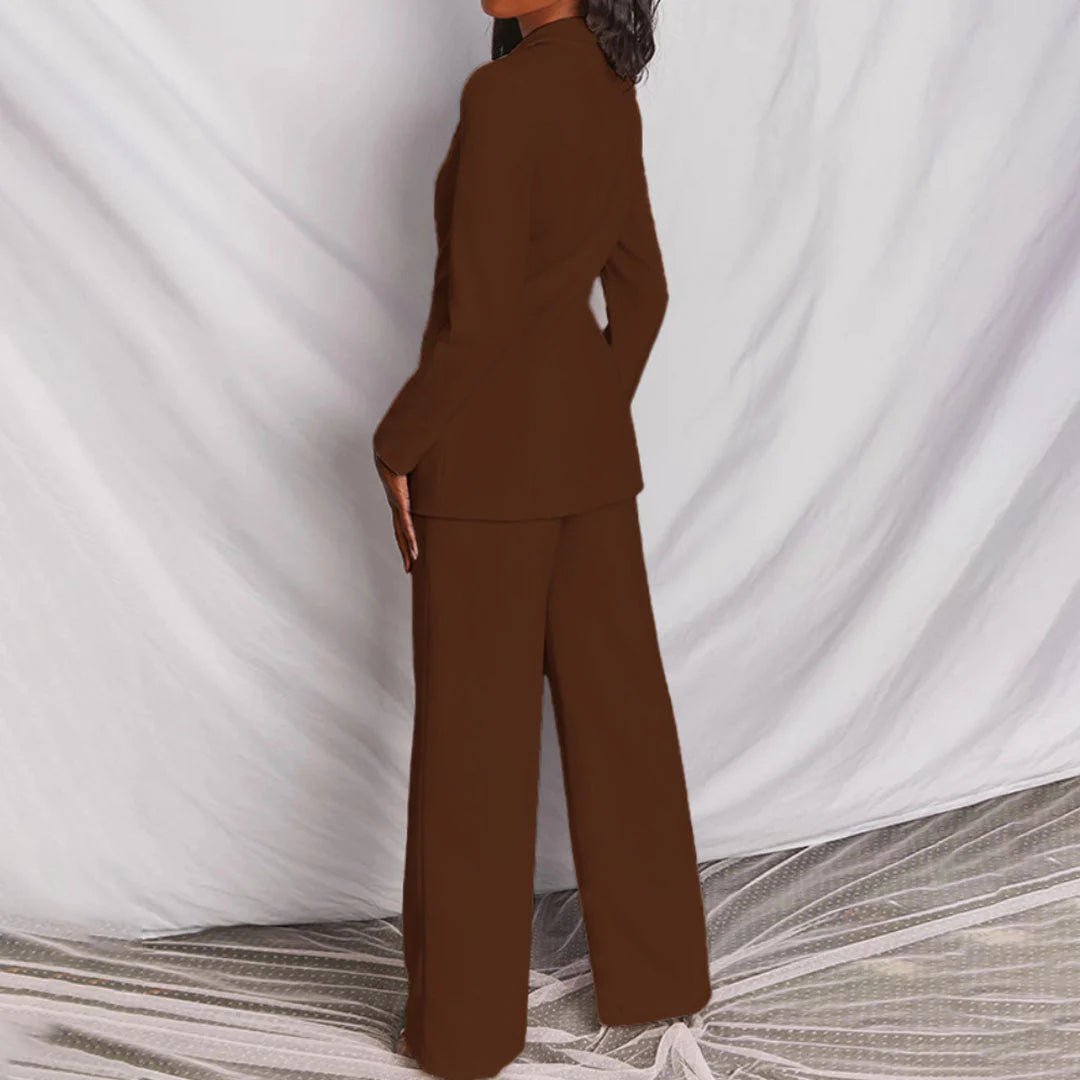 Women's Suit Set Tailored Blazer Wide-Leg Trousers