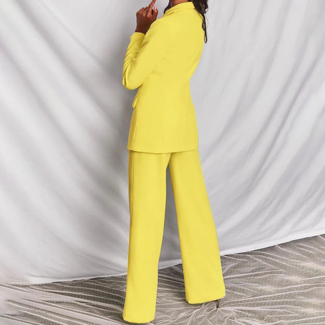 Women's Suit Set Tailored Blazer Wide-Leg Trousers