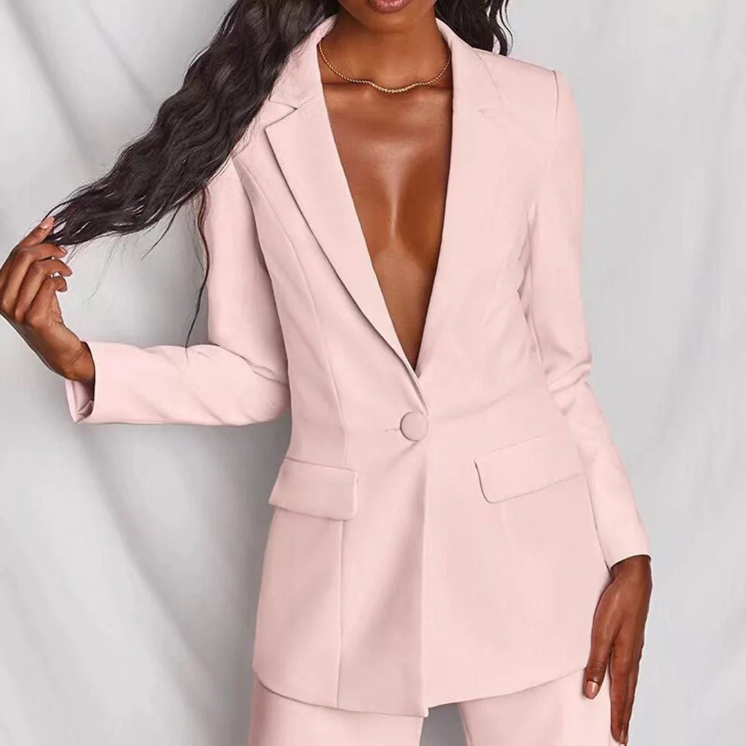 Women's Suit Set Tailored Blazer Wide-Leg Trousers