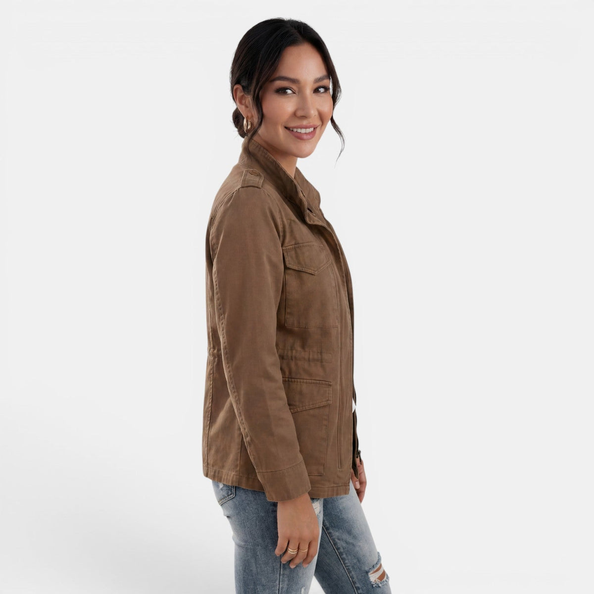 Chaqueta informal de transición con cremallera para mujer