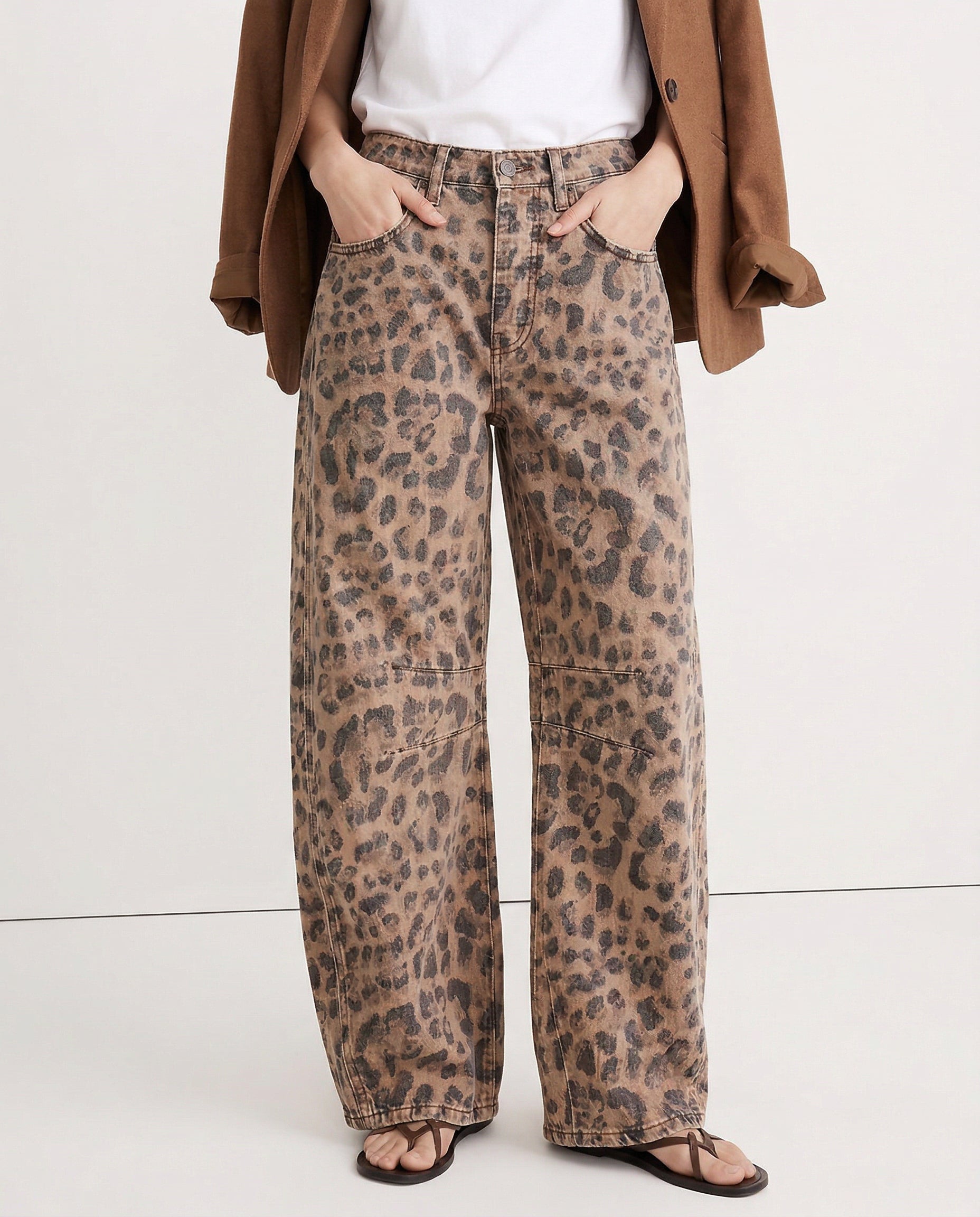 Women's Barrel-Leg Jeans Mid-Rise Wide Ankle-Length