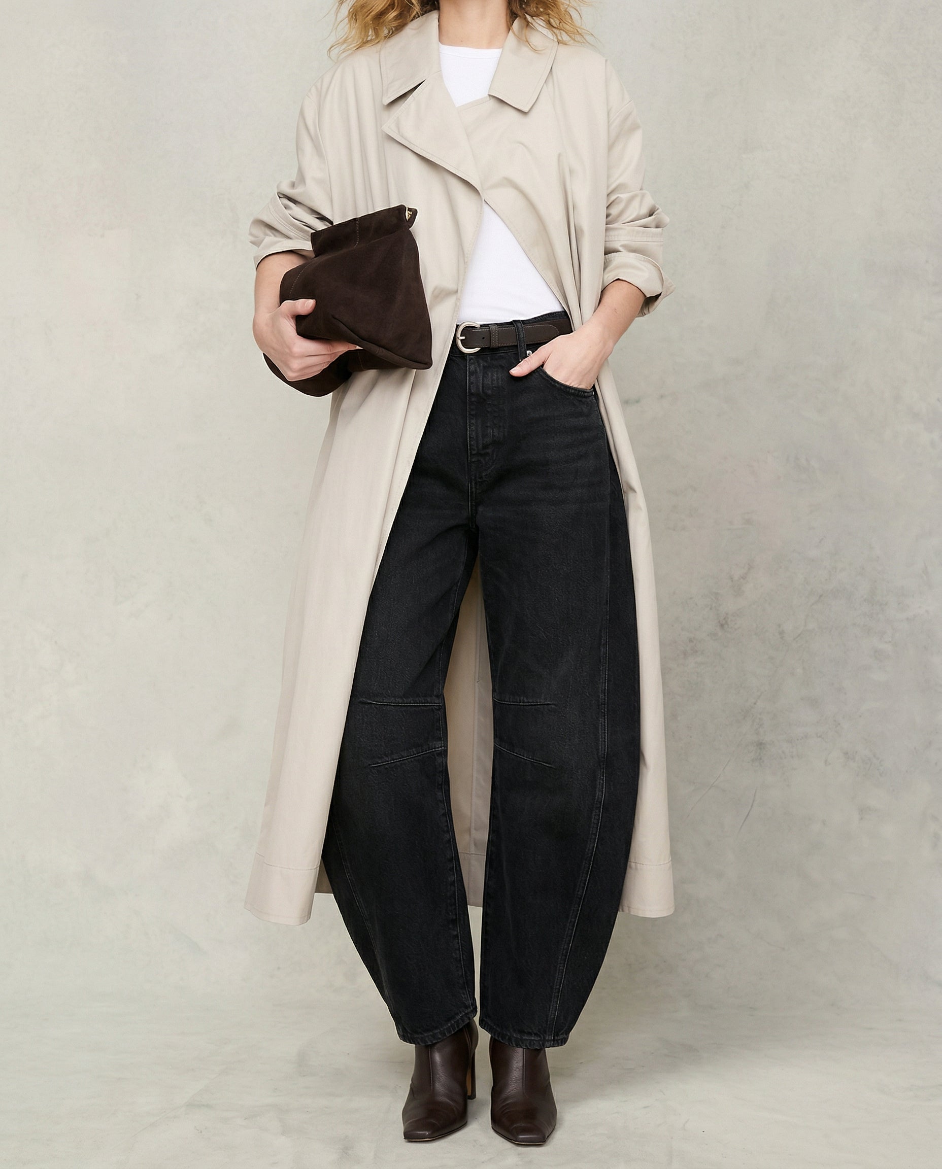 Women's Barrel-Leg Jeans Mid-Rise Wide Ankle-Length