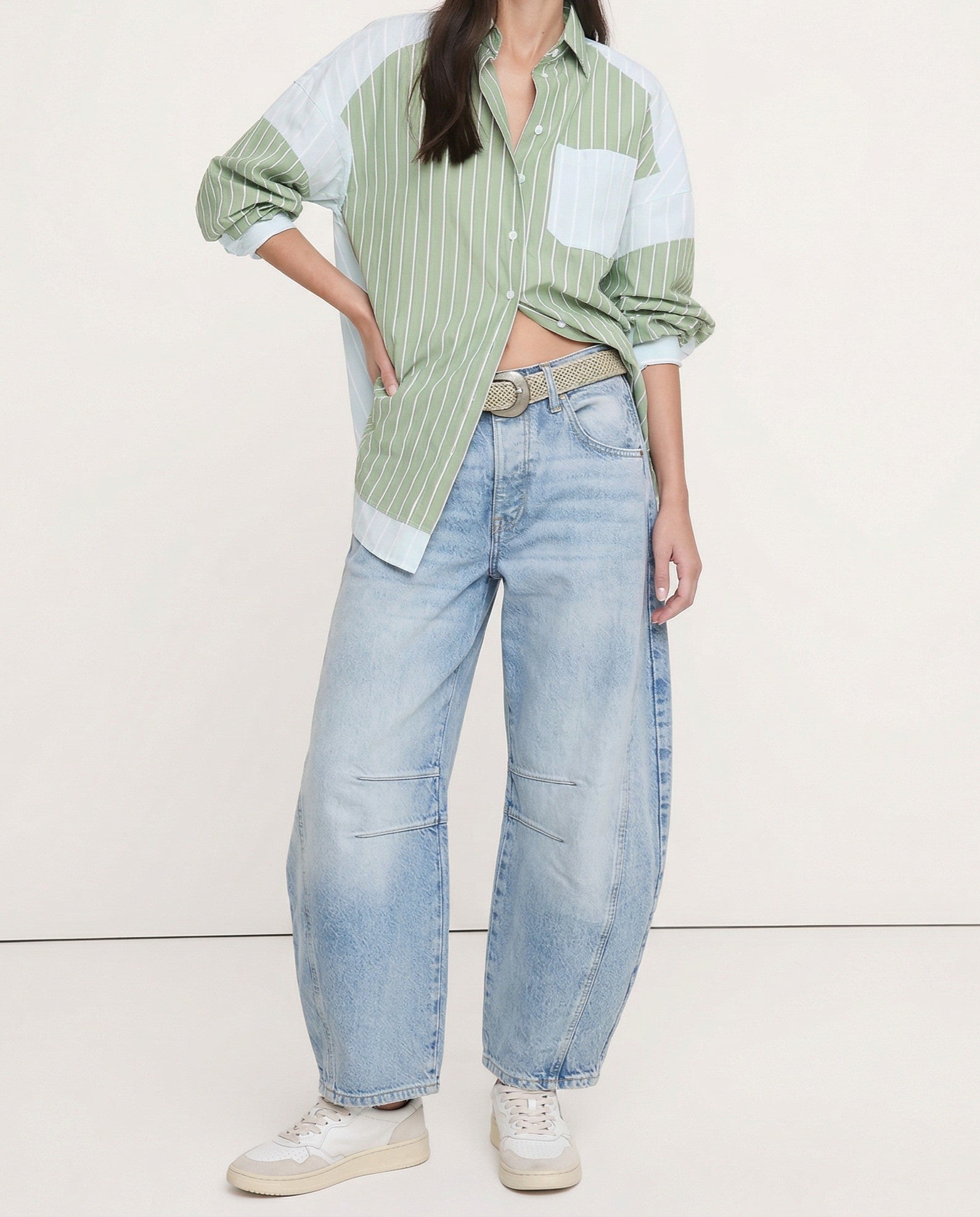 Women's Barrel-Leg Jeans Mid-Rise Wide Ankle-Length