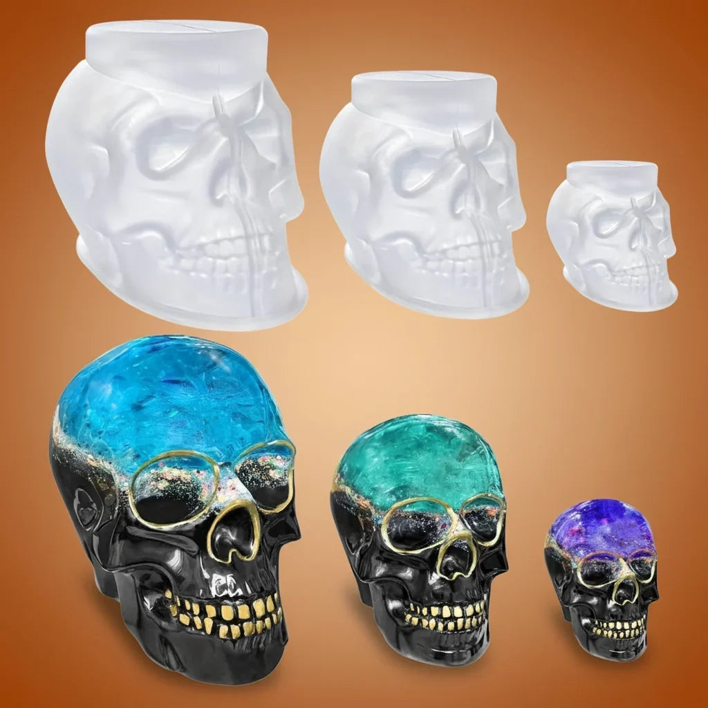 3D Skull Silicone Mold Set Halloween Craft Decoration