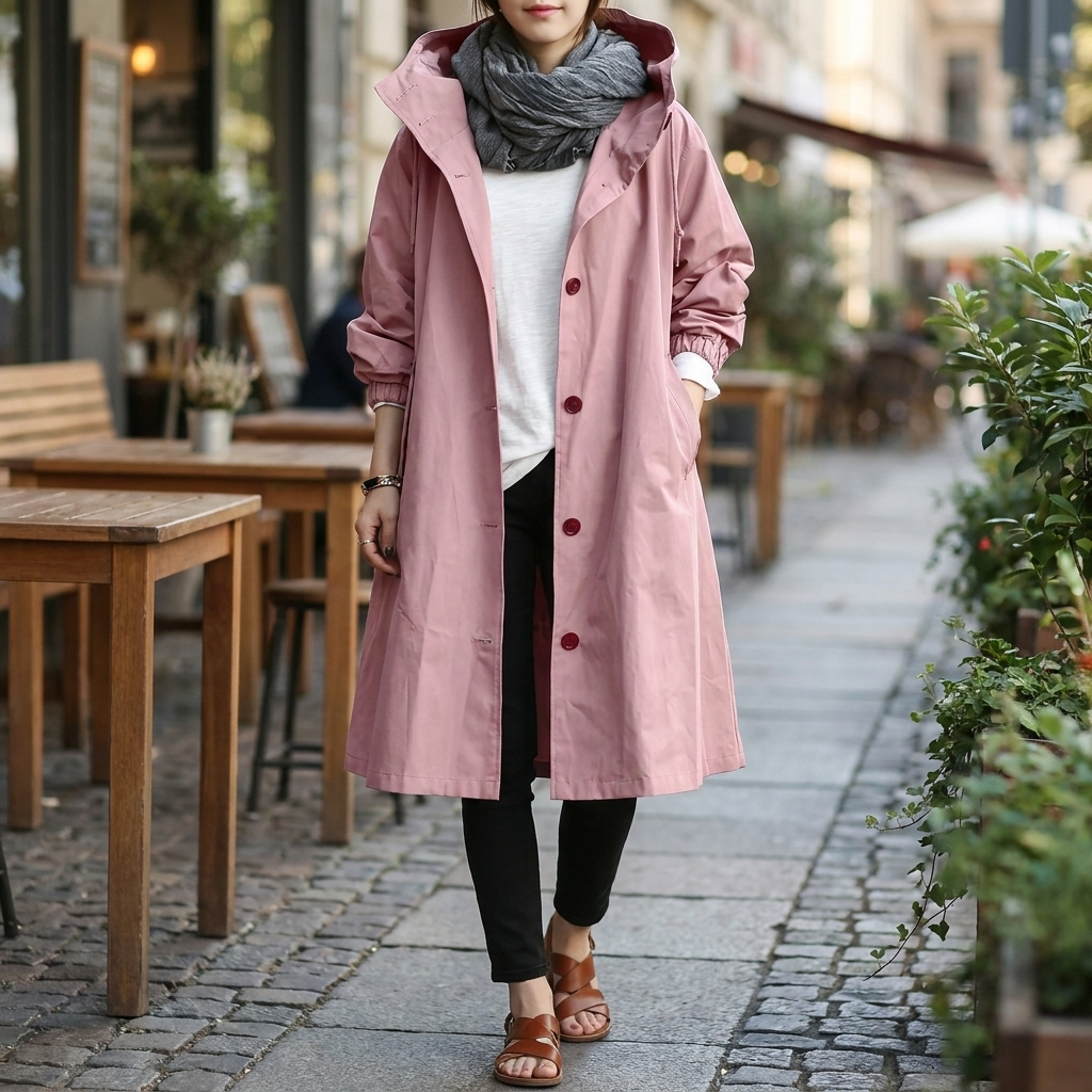 Impermeable para mujer, extragrande, con capucha ajustable y puños elásticos