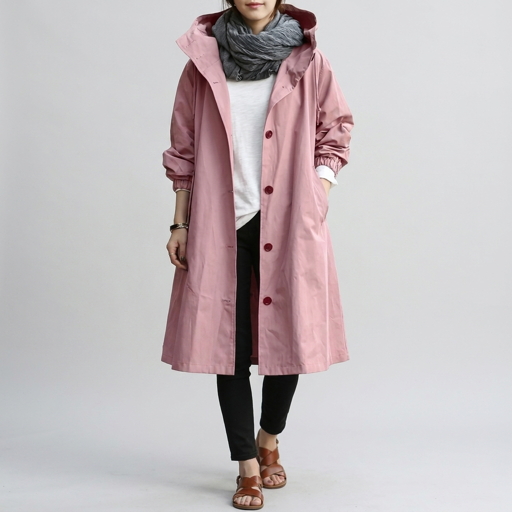 Impermeable para mujer, extragrande, con capucha ajustable y puños elásticos