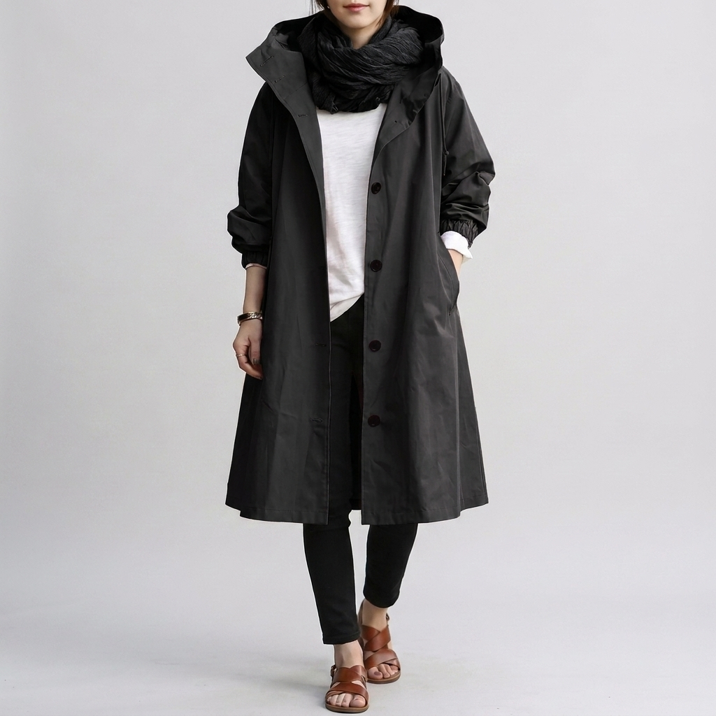 Impermeable para mujer, extragrande, con capucha ajustable y puños elásticos