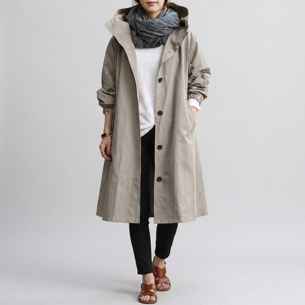 Impermeable para mujer, extragrande, con capucha ajustable y puños elásticos