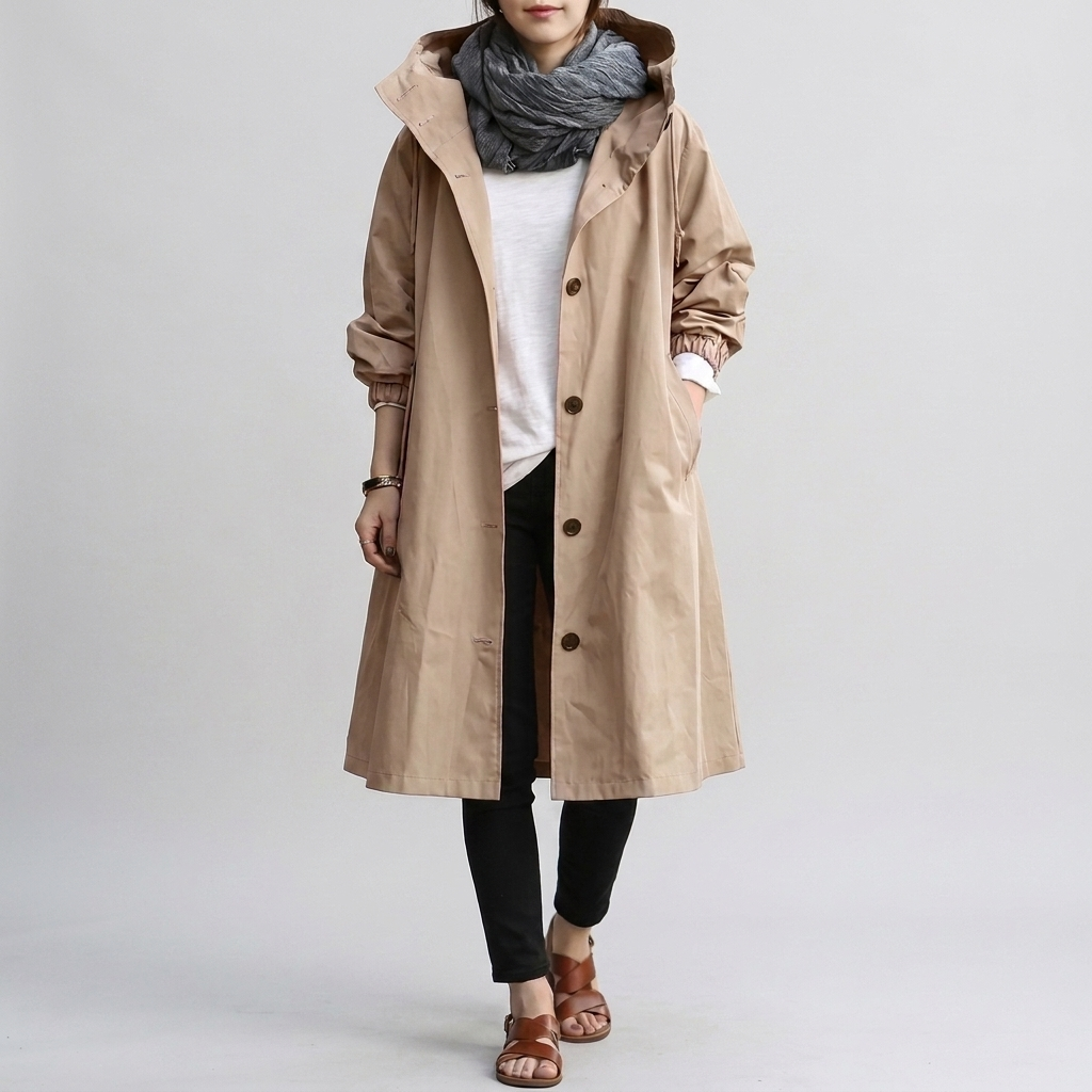 Impermeable para mujer, extragrande, con capucha ajustable y puños elásticos