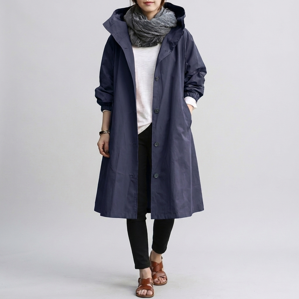 Impermeable para mujer, extragrande, con capucha ajustable y puños elásticos