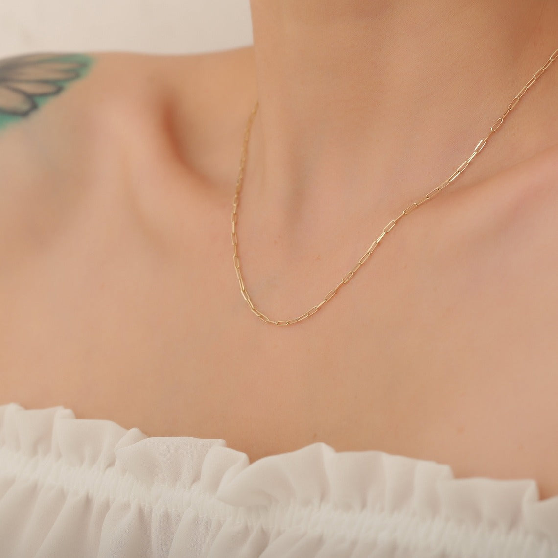 Clara | Kleine Papierkette 18 Karat Gold