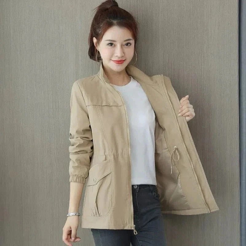 Women's Lightweight Trench Coat Adjustable Waist Pockets