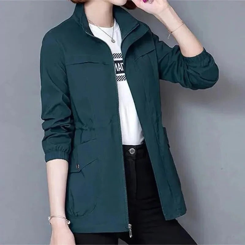 Women's Lightweight Trench Coat Adjustable Waist Pockets