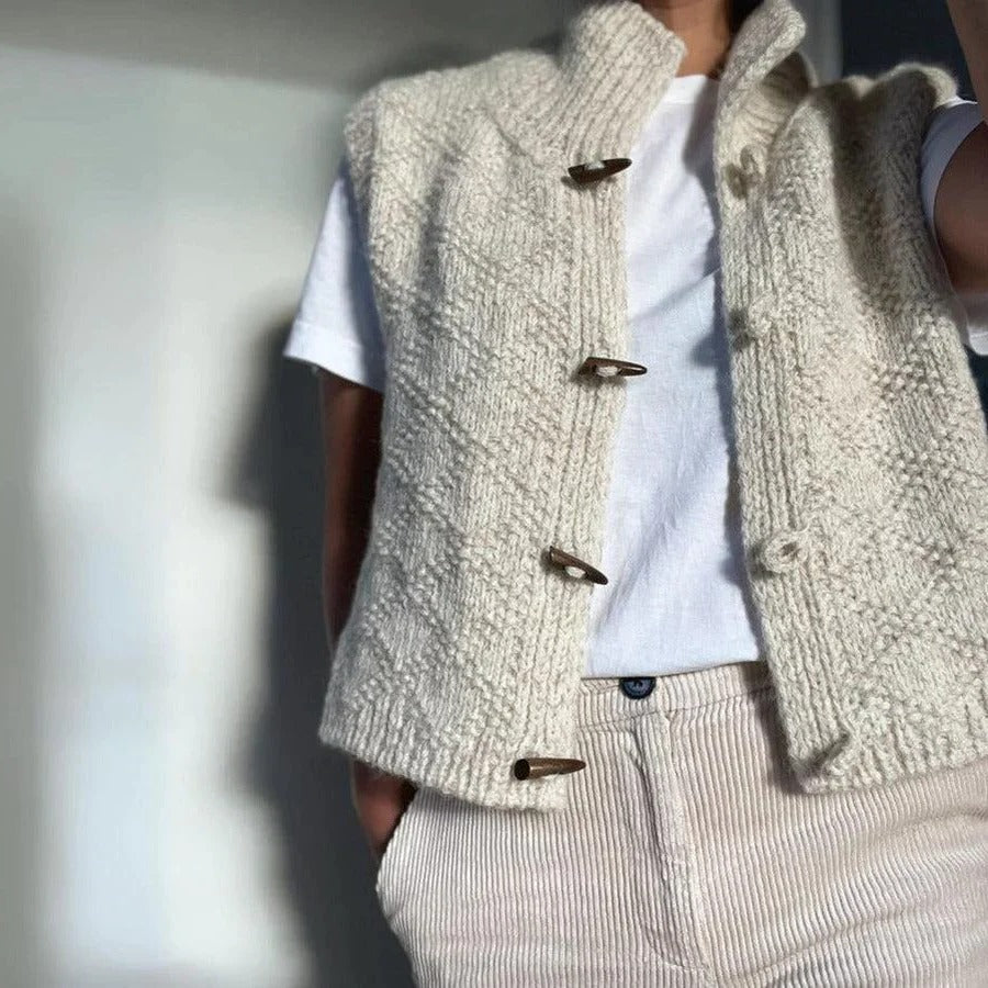 Gilet sans manches pour femme, structure épurée et coupe fluide