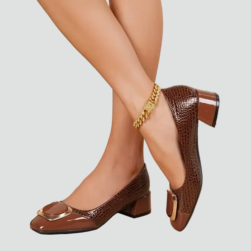 Women's Block Heel Pumps with Square Toe