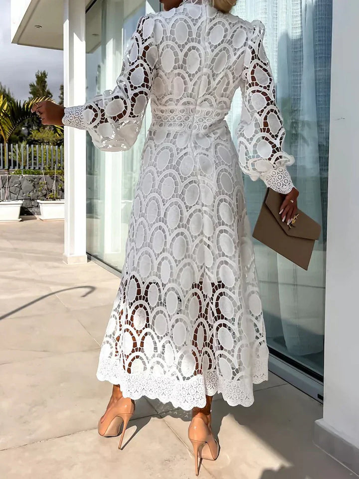 Deja Vu Guipure Lace Midi Dress