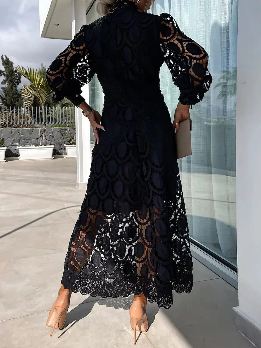 Deja Vu Guipure Lace Midi Dress