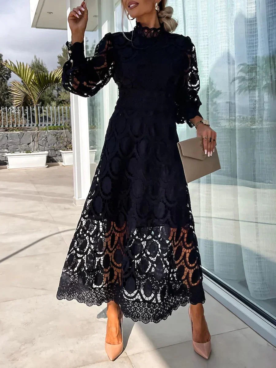 Deja Vu Guipure Lace Midi Dress