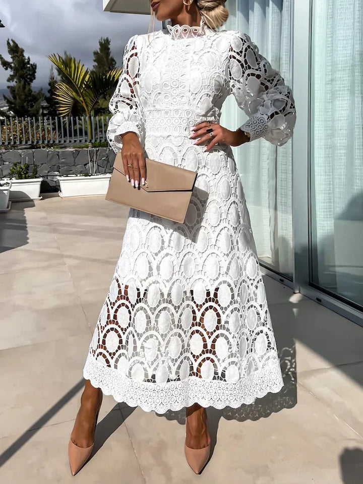 Deja Vu Guipure Lace Midi Dress