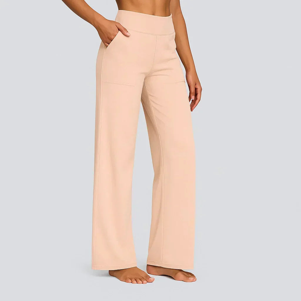 Women's Straight-Leg Trousers Soft Jersey Elastic Waist