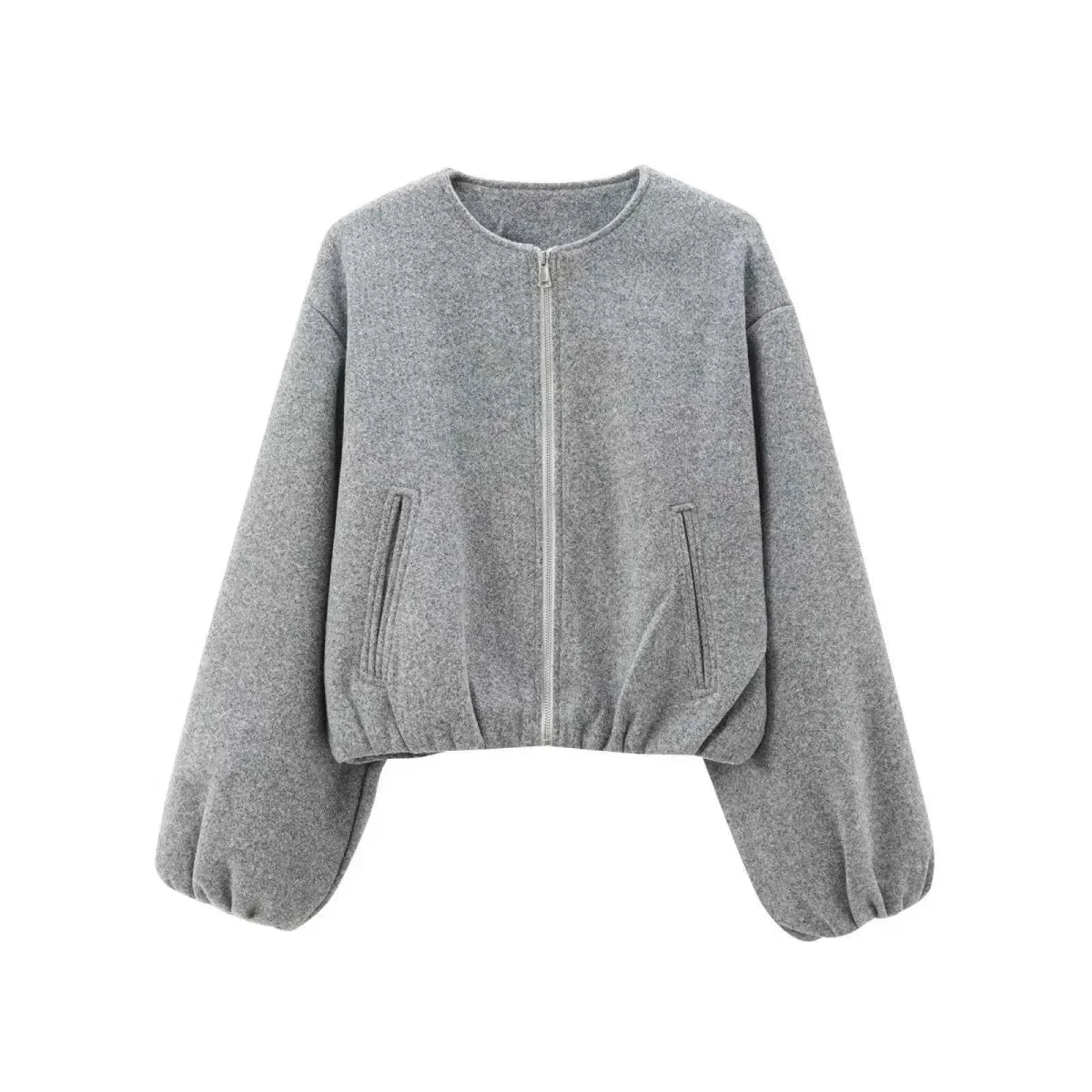 Women's Bomber Jacket Round Neck Elasticated Hem Relaxed